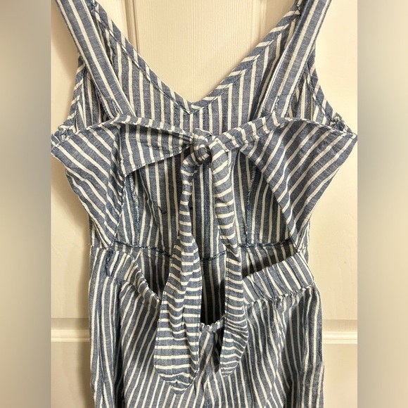 Rachel Rachel Roy Womens Wide-Leg Striped Jumpsuit Navy Linen Blend 0 - Picture 5 of 9